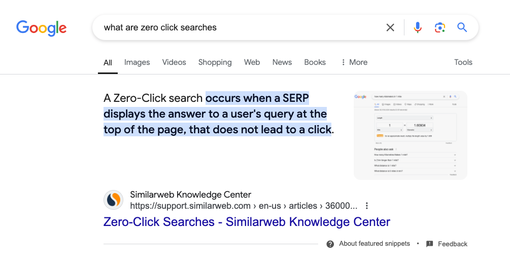 screenshot of featured snippet